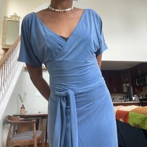 Paloma Wool mid length blue wrap dress with tie detail size S